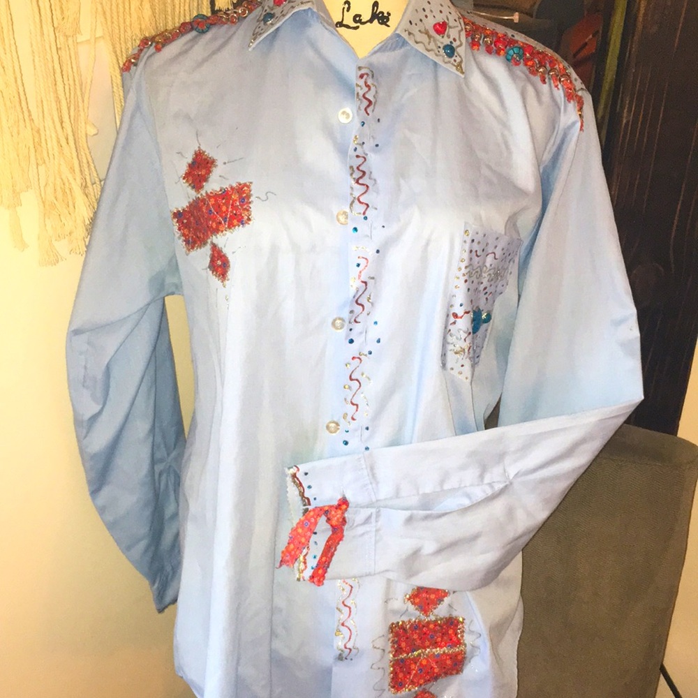 Vintage 1960s Van Heusen HampshireHouse mens Shirt,Embellished - Picture 2 of 14